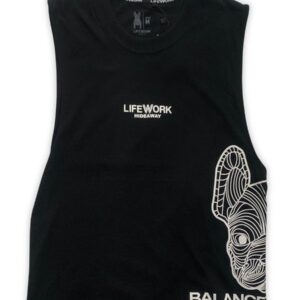 Lifework Hideaway Sleeveless Tee – Black Bulldog Graphic